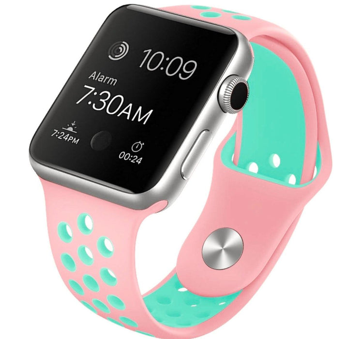 Ihåligt Silikon Armband Apple Watch ROSA/TURQUOISE - EleganceOfSweden