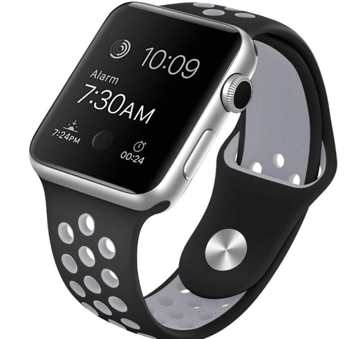 Ihåligt Silikon Armband Apple Watch SVART/GRÅ - EleganceOfSweden