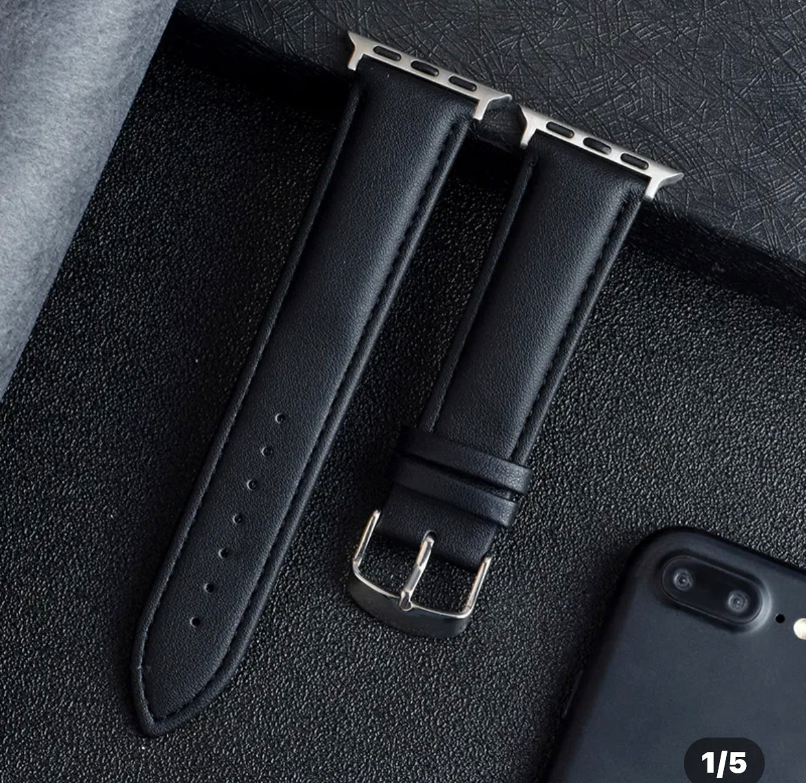 APPLE WATCH ARMBAND/ KLASSISK LÄDERARMBAND-SVART
