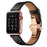 Genuine Leather Bracelet with Butterfly Clasp for Apple Watch - Black
