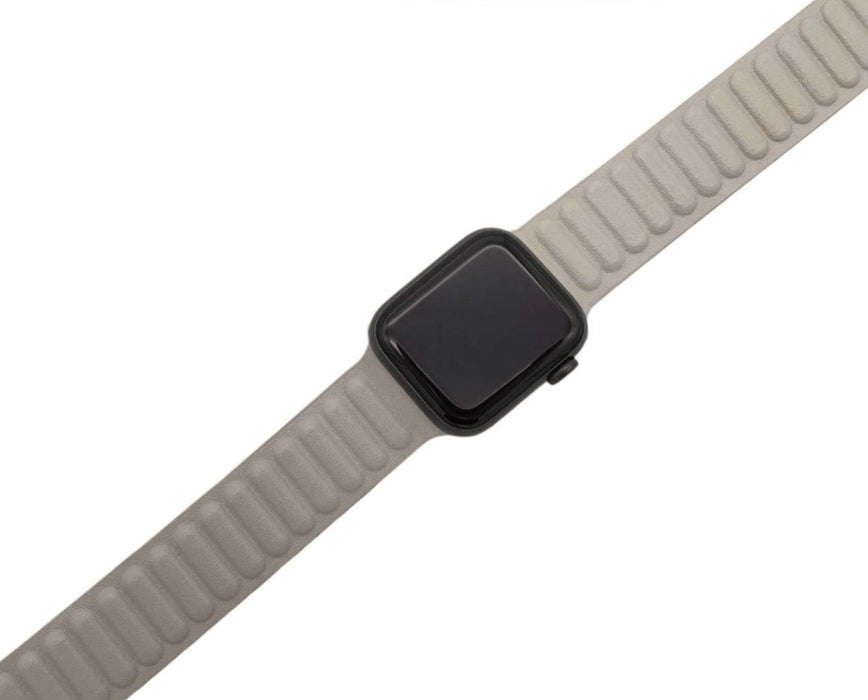 APPLE WATCH BRACELET/ LEATHER STRAP WITH MAGNETIC LOCK - LIGHT GRAY