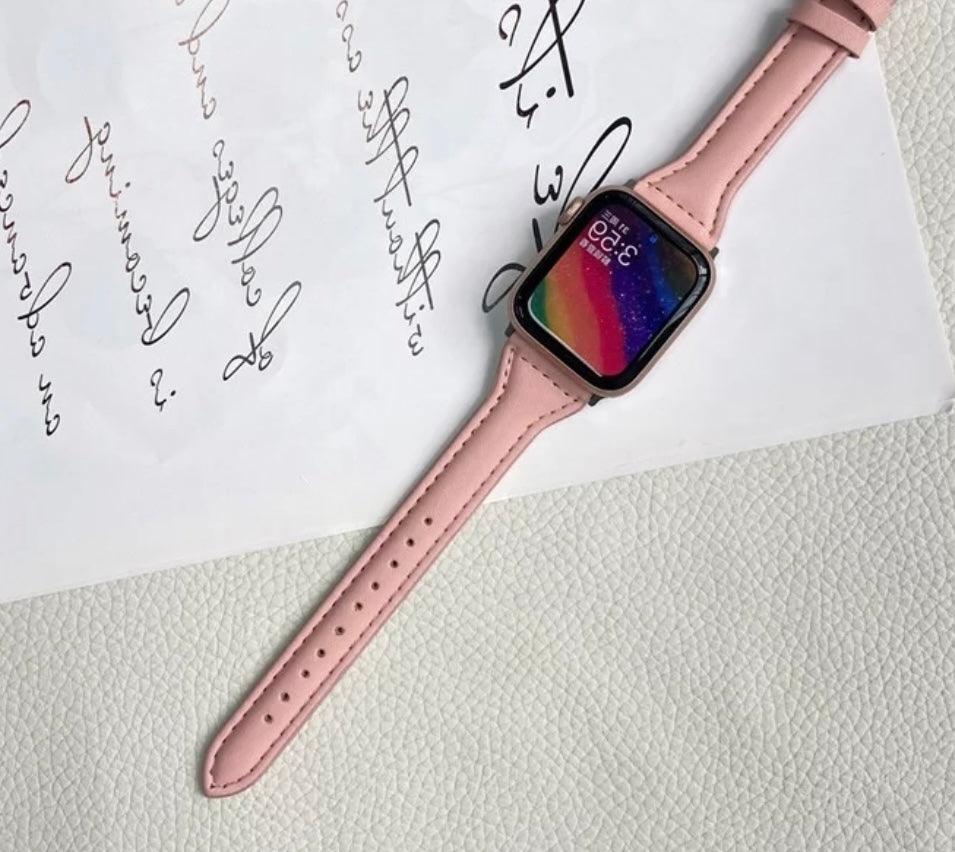 KLASSISK LÄDERARMBAND- ROSA LÄDERBAND - EleganceOfSweden