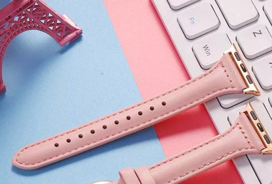 KLASSISK LÄDERARMBAND- ROSA LÄDERBAND - EleganceOfSweden