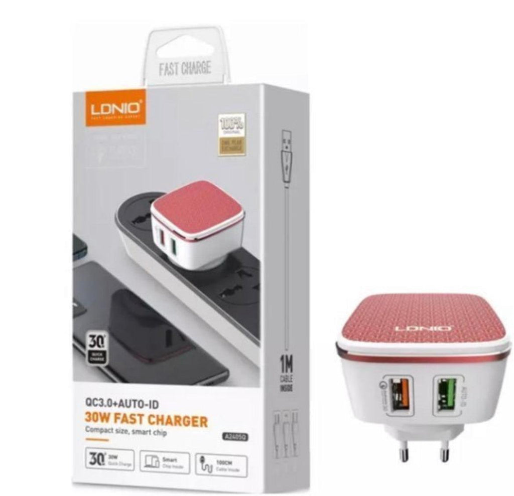 LDNIO Snabbladdare 2xUSB , 30W - Vit + 1 m kabel - EleganceOfSweden