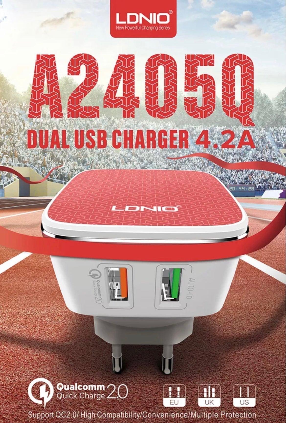 LDNIO Snabbladdare 2xUSB , 30W - Vit + 1 m kabel - EleganceOfSweden