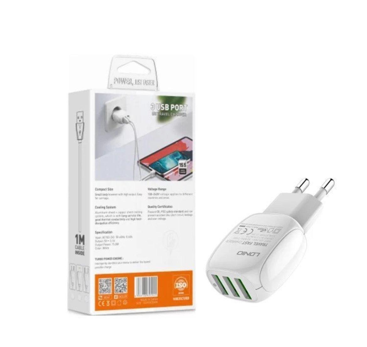 LDNIO Snabbladdare 3xUSB, 15.5  W + 1 m kabel ingår - EleganceOfSweden
