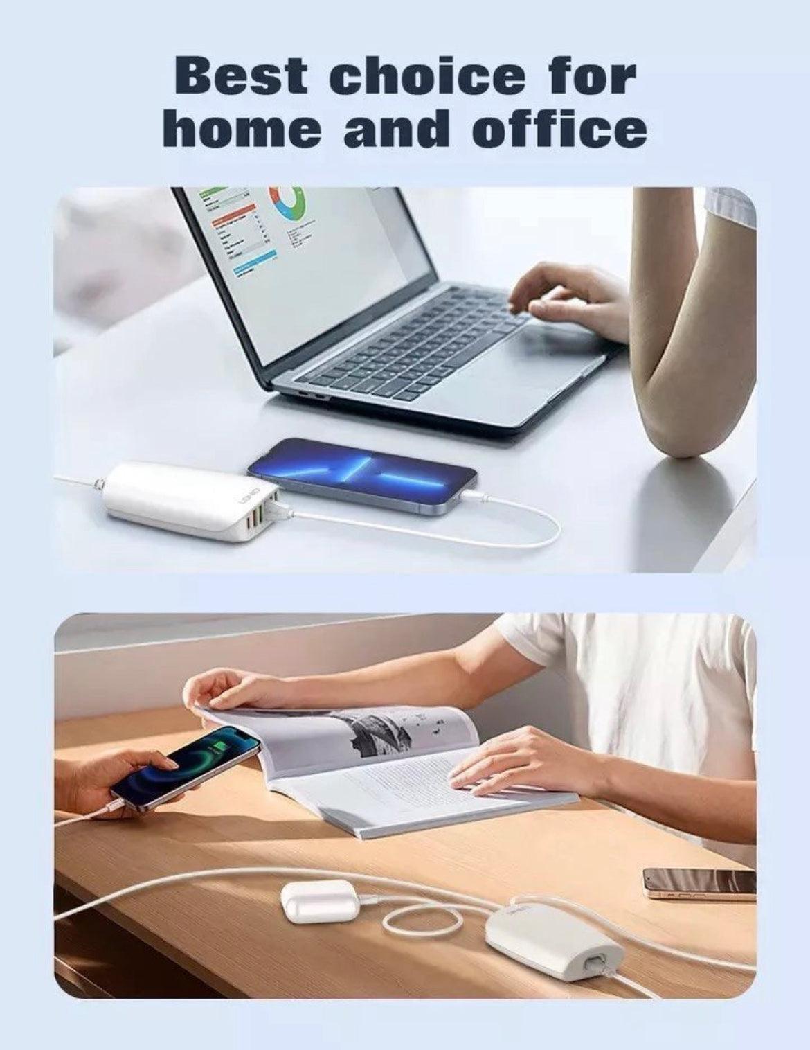 LDNIO Snabbladdare 6 portar: 5 USB & Type-C, 65 W - Vit - EleganceOfSweden