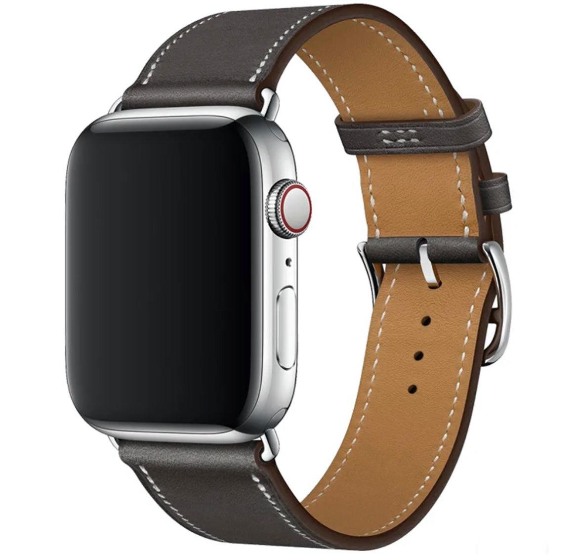 LYXIGT APPLE WATCH LÄDERARMBAND Mörkgrå - EleganceOfSweden