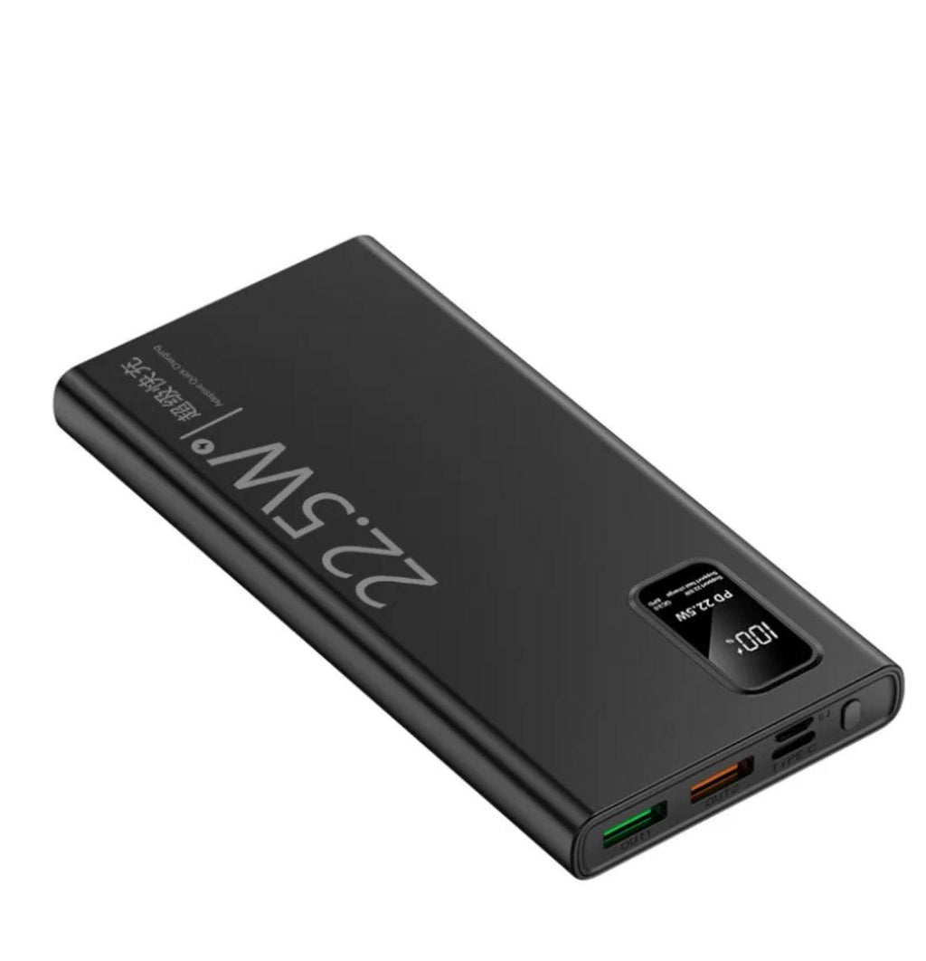 Powerbank 10000 mAh PD 22,5W och skärm-Svart - EleganceOfSweden