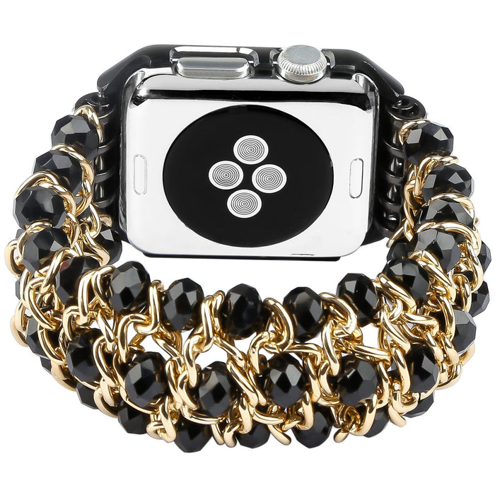 EXOTIC APPLE WATCH PEARL BAND- Black/ Gold