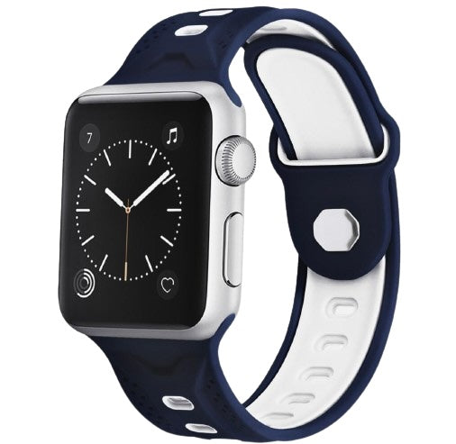 Silicone Wristband Apple Watch-Navy Blue/White