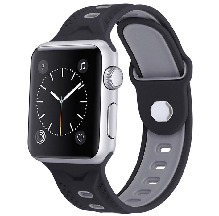 Silikon Armband Apple Watch-Svart/Grå - EleganceOfSweden