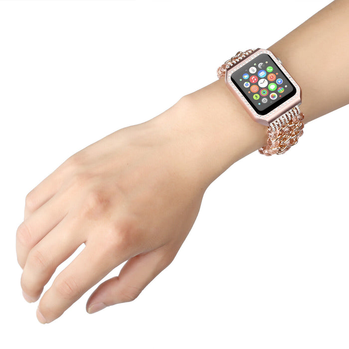 EXOTISKT APPLE WATCH  PÄRLBAND- Rosa/ Guld